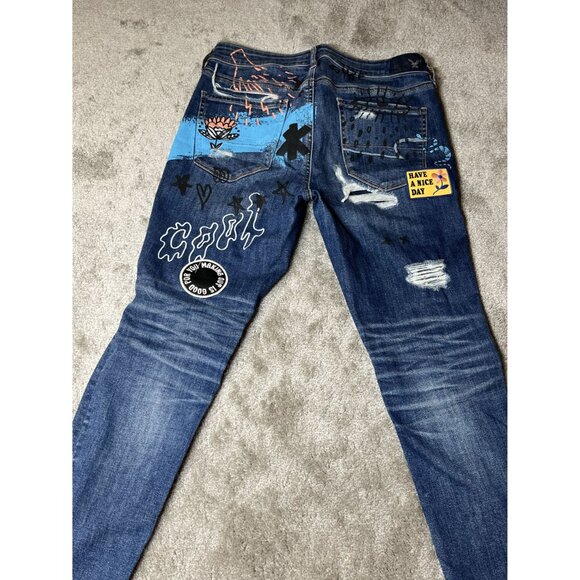 American Eagle Outf Womens Urban Skull High-Rise Skinny Jeans Sz 12 Graphic Pr - Picture 6 of 16